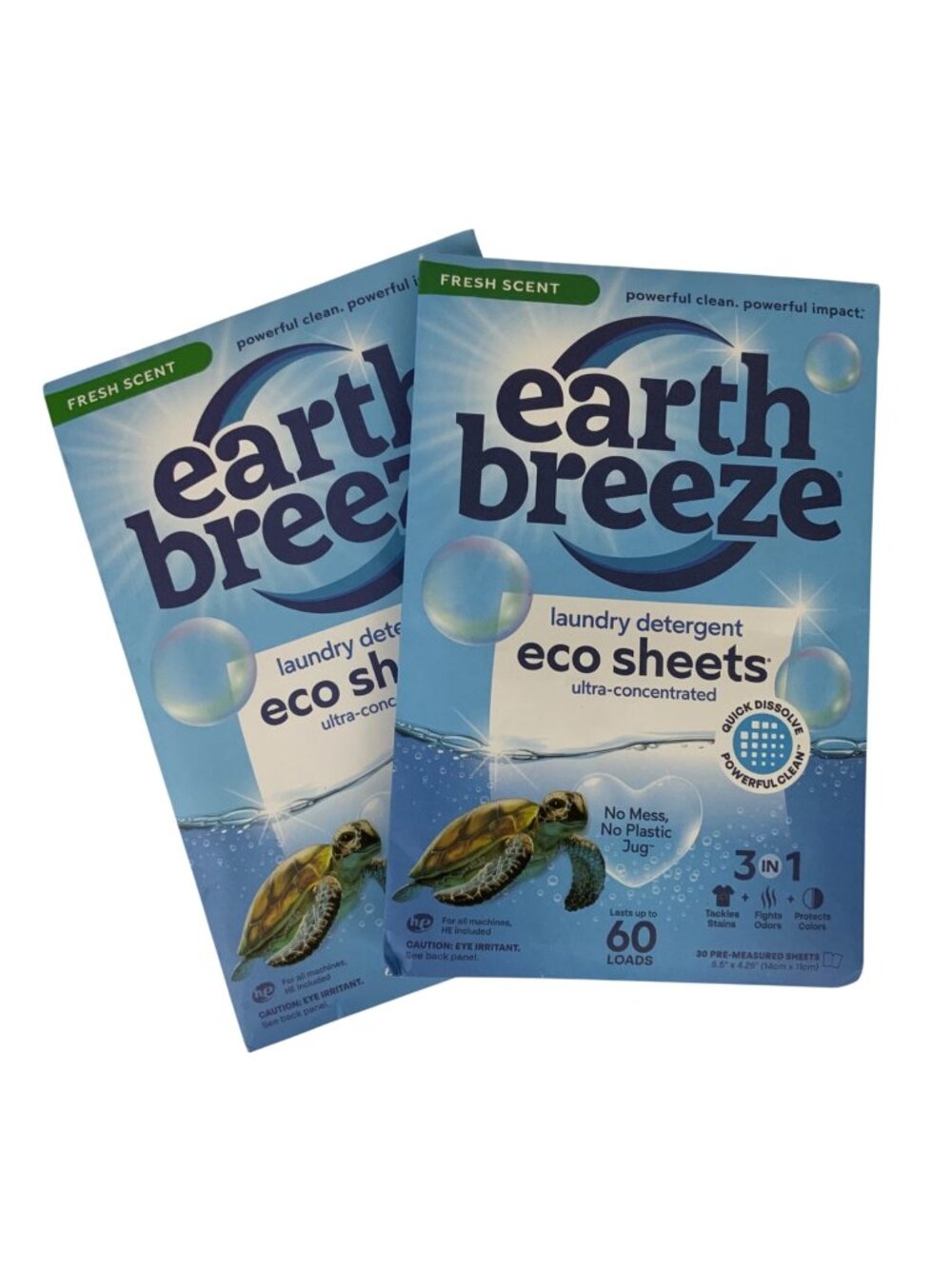 Earth Breeze Eco Sheets Laundry Detergent Fresh Scent 2 Pack of 30 Sheets Each